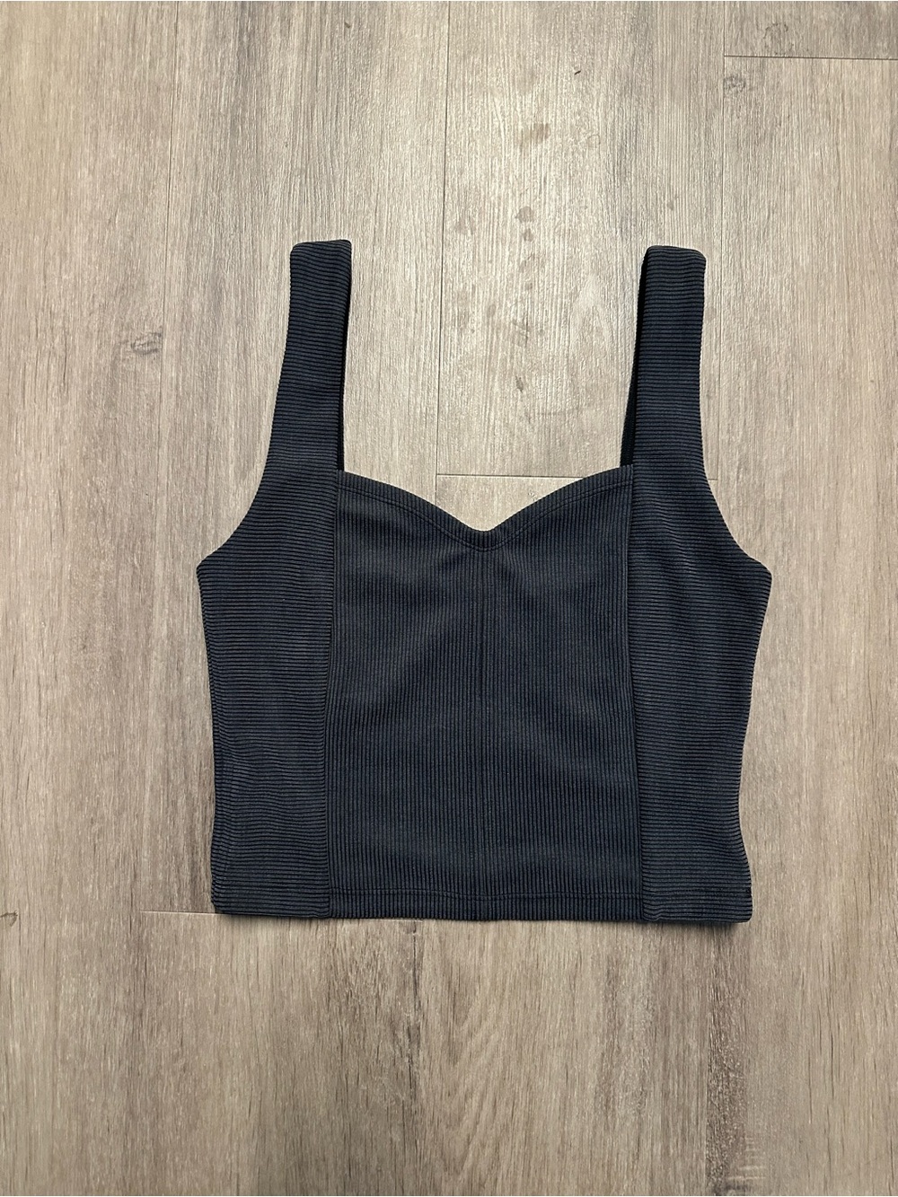 lululemon athletica Black Ribbed Sweetheart Crop Top